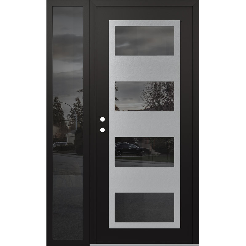 Porte d'entrée avant pré-montée Sidelite, L 53,25 po x H 81,69 po, Oui, Miroitant