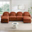 Canapé Teddy en tissu 4 places en forme de nuage, dossier incurvé et accoudoirs avec coussins lombaires incurvés, canapé modulaire 4 places modulaire avec 2 repose-pieds mobiles et coussin de soutien à double couche-1243696456