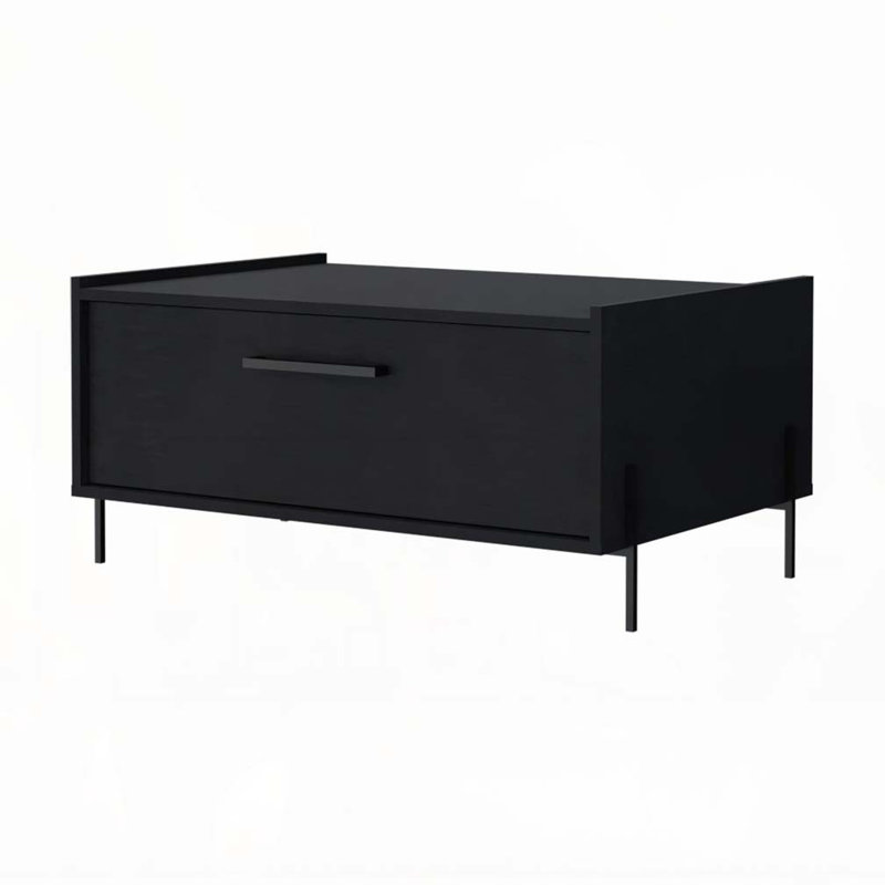 Table basse noire avec porte rabattable, Noir