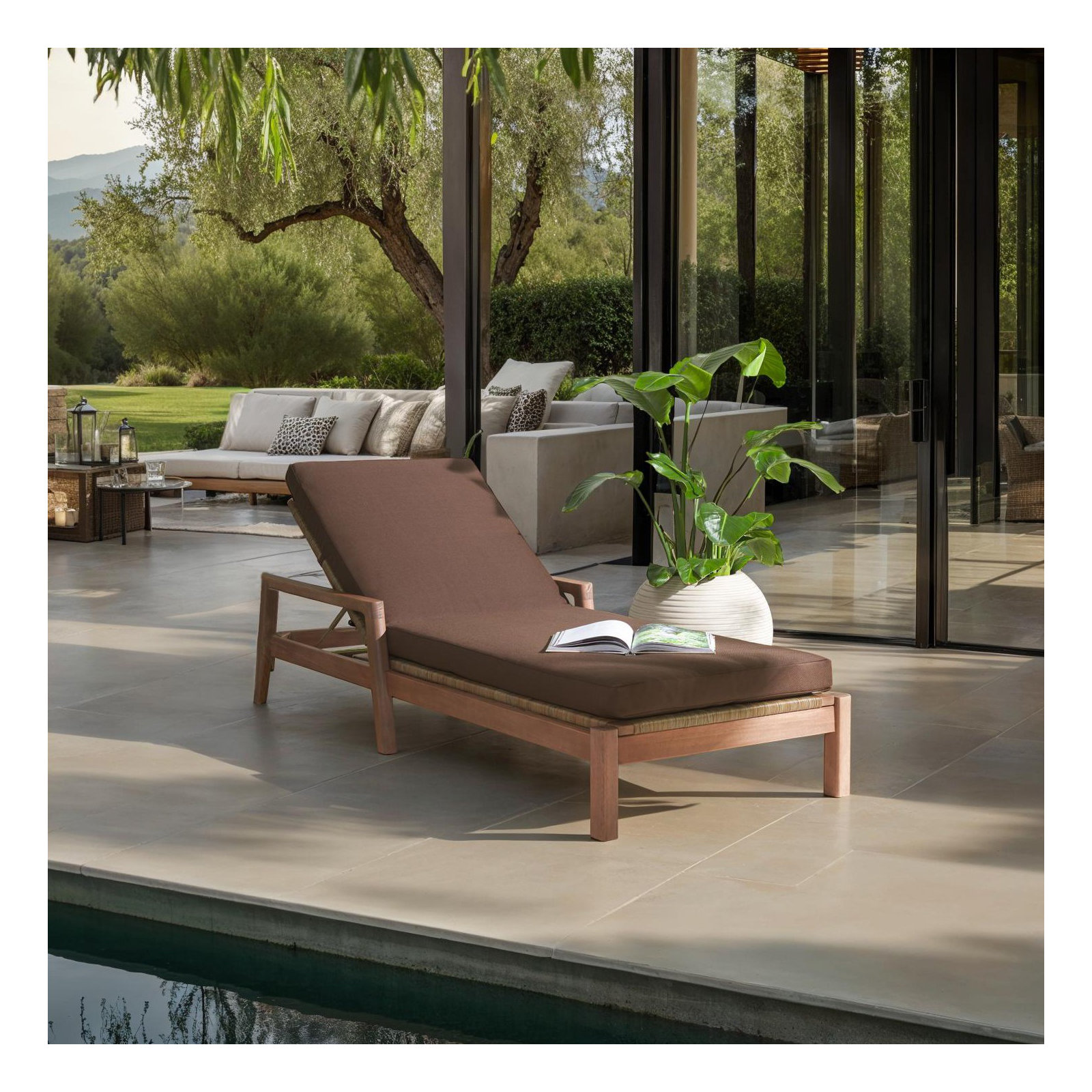 Nicholson 31.9'' Outdoor Chaise Lounge, Dark Brown