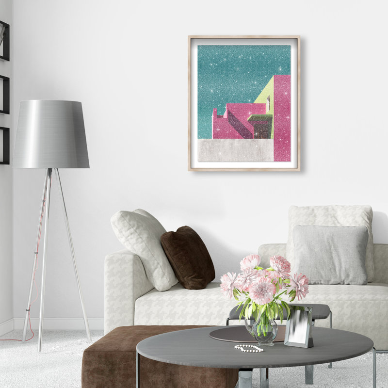 Aquamarine Angle III Shadowbox Architecture Print by Oliver Gal, Black Frame, 16 x 20, 31.5"H x 37.5"W, Natural Oak Shadowbox