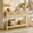 47.3" Rattan Console Table With 3 Drawers-1653325087