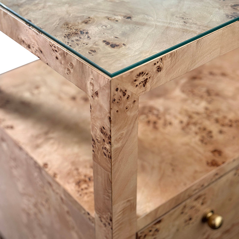 Douglas Glass End Table, Brown