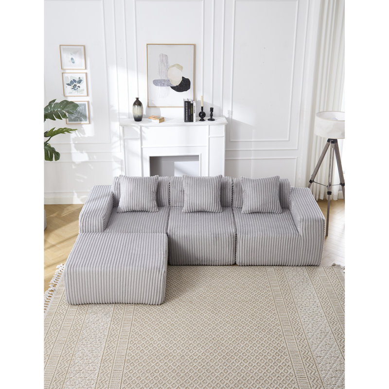 Gris modulaire avec sièges spacieux - Idéal pour les salons et les chambres à coucher., Light Grey