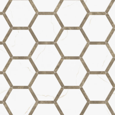 Marcotto Panal 9" x 10" Porcelain Marble Look Wall & Floor Tile