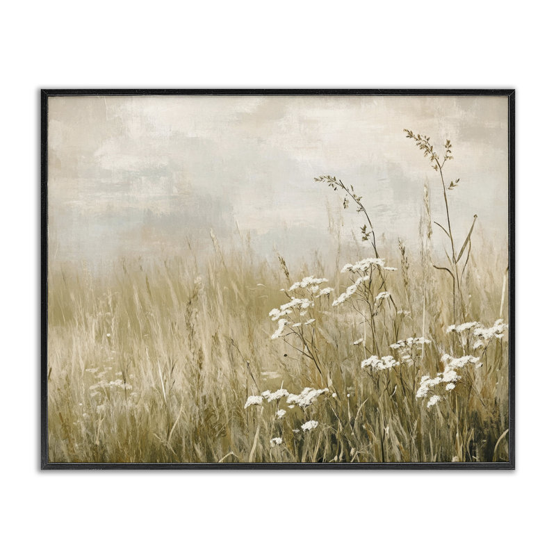 «Baby's Breath in Meadow», estampe numérique par Petal Prints Design, H 11 po x l 14 po, Giclée encadrée noir minuit
