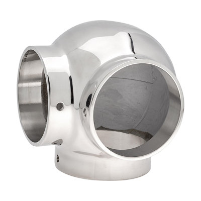 2" Dia. X 3-3/8" H Polished Stainless Steel Ball Side Outlet Elbow For 2-Inch Bar Rail