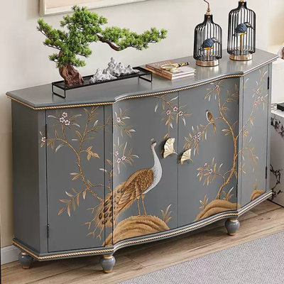 Grey Hand-Painted Accent and Buffet Cabinet