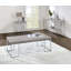 Console moderne avec cadre chromé et plateau en chêne naturel pour un mobilier de salon élégant