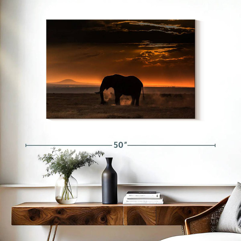 Brampt African Elephant Silhouette, 26" H x 39" W