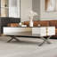 Table basse rectangulaire à miroir pour le salon avec rangement et base en métal, 2 tiroirs, plateau noir ultrabrillant, 47,3 po