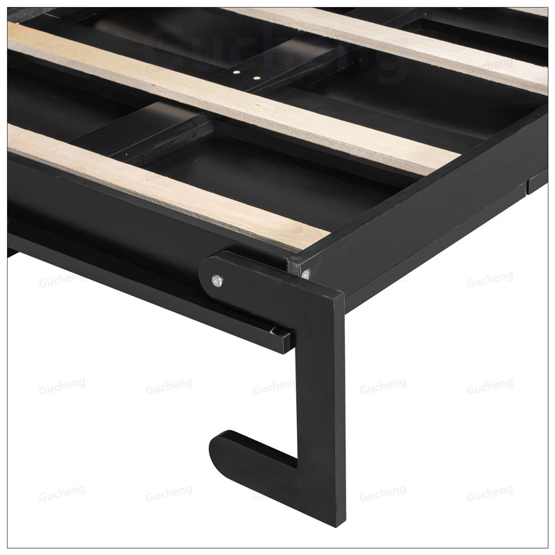 Lit escamotable simple pliant latéral avec motif imprimé tendance, éclairage DEL sous le lit et prise USB intégrée, Twin