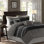 Édredon très grand noir 7 pièces, aspect transitionnel en faux suède, 2 taies décoratives, 3 coussins décoratifs, literie facile à laver, doux au toucher, jupe de lit, lavable à la machine