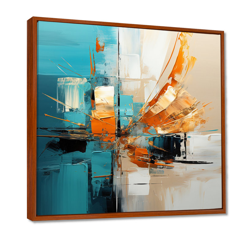 Glorieux coucher de soleil orange turquoise abstrait - art mural abstrait salon, H 36 po x l 36 po x P 1,5 po