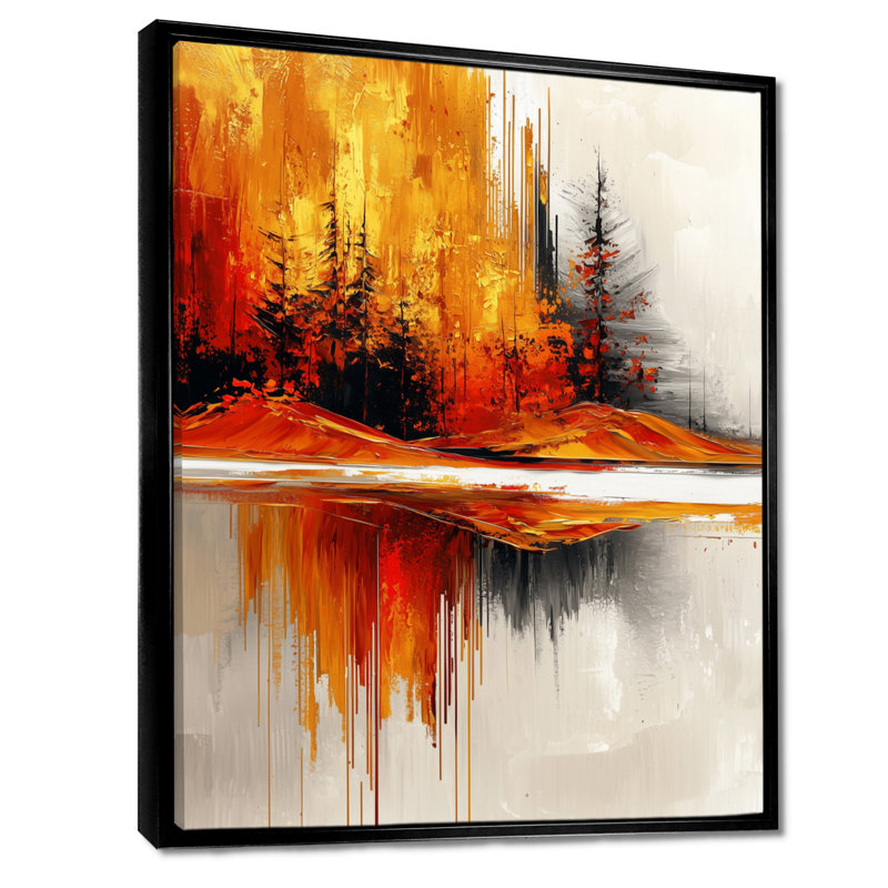 «Opsincs Abstract Autumn Forest In Ethereal Horizon II», art mural paysages, Noir, Impression encadrée sans passe-partout