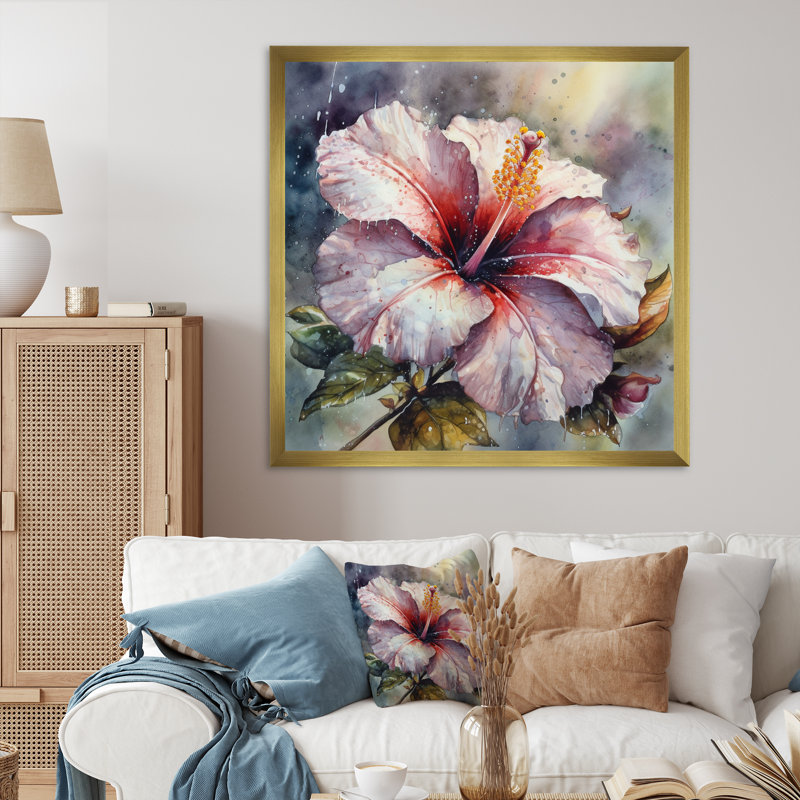 «Rudeen Petals of Hibiscus» sur impression sur toile, H 16 po x l 16 po x P 1 po, Encadrement doré