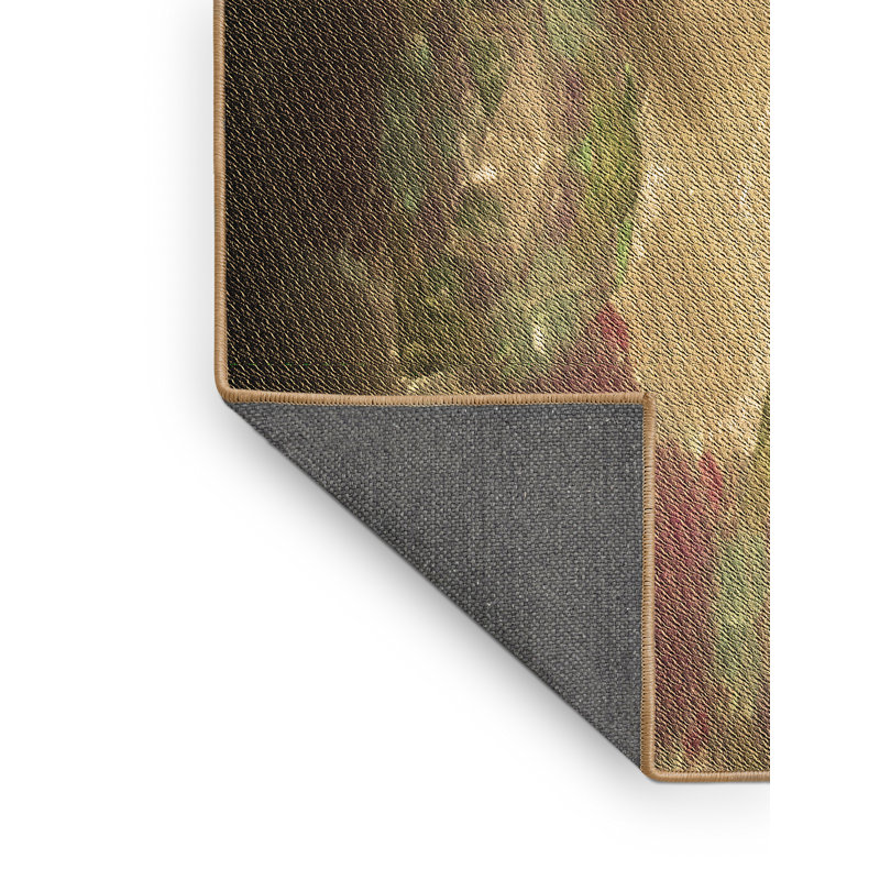 Rouge/brun/vert Tapis décoratif, Rectangle 4 pi x 6 pi