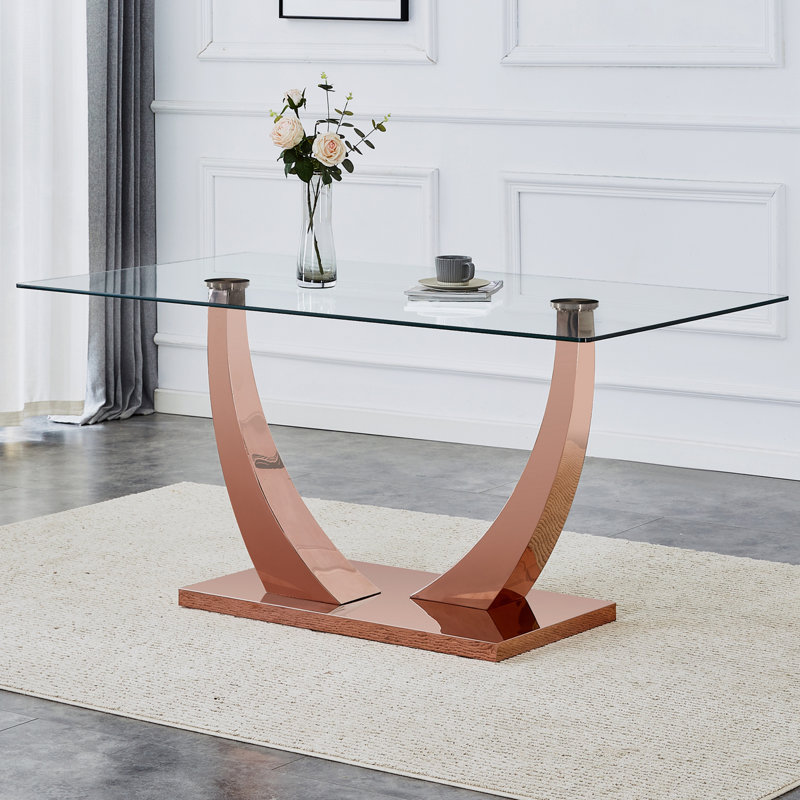 Table de salle à manger Plouffe, H 30,1 po x L 62,8 po x l 35,43 po, Gold