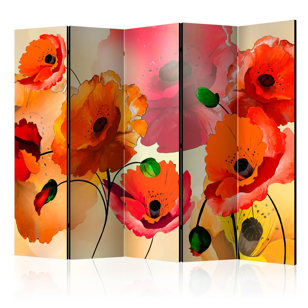 Paravent Velvet Poppies II mit 5 Paneelen