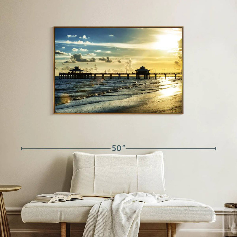 Fort Myers Pier, Floating Frame Gold, 43" X 29"