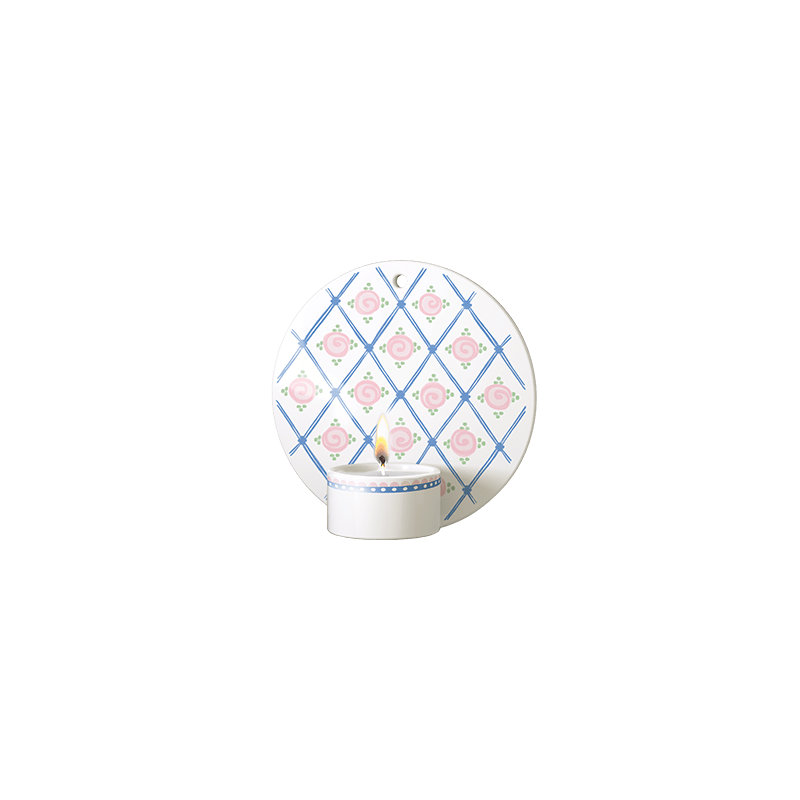 Dora Tealight Holder, Blue Face, 5.1", Blue Harlequin