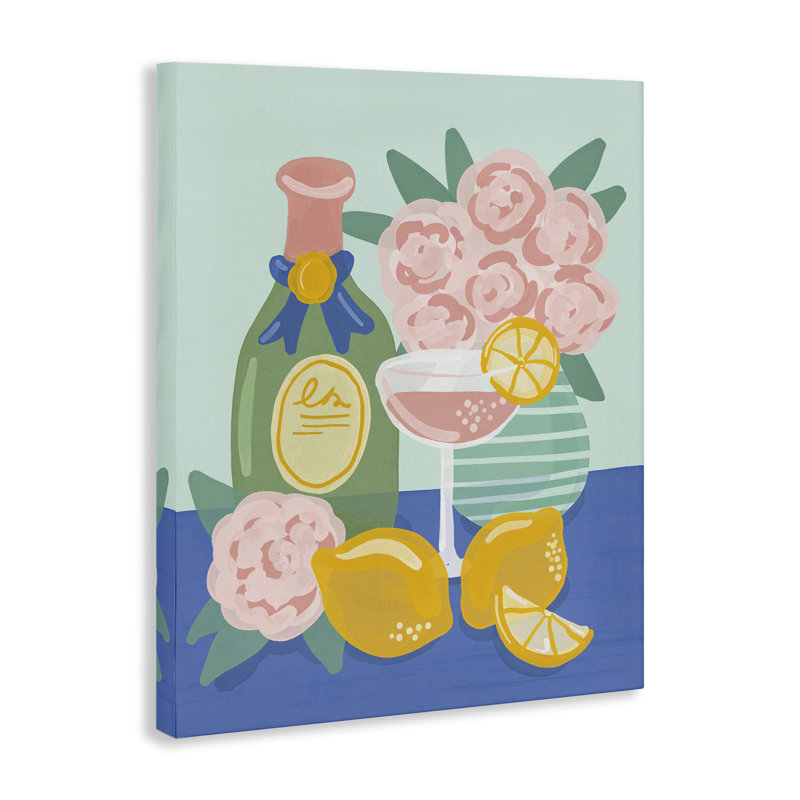 «Lemons & Drinks Still Life», art mural sur toile par Kristina Hultkrantz, H 20 po x l 16 po