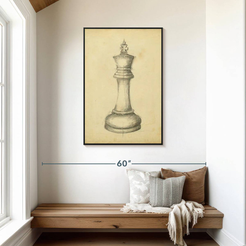 Échecs antiques I, Cadre flottant noir, 29 po x 43 po