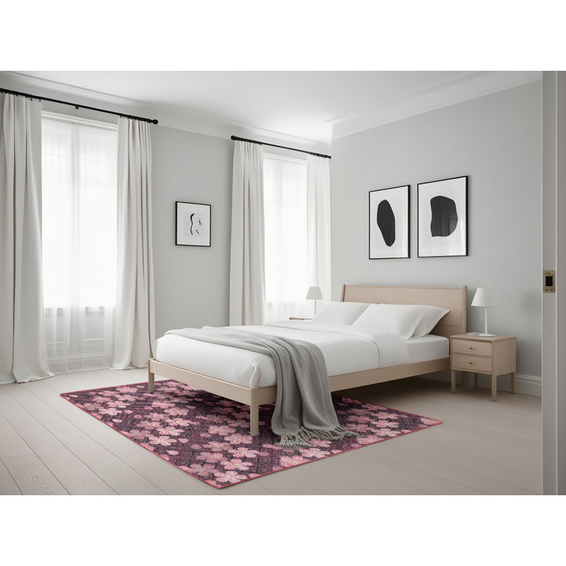 Tapis décoratif à motif floral Hylan, Rectangle 5 pi x 7 pi