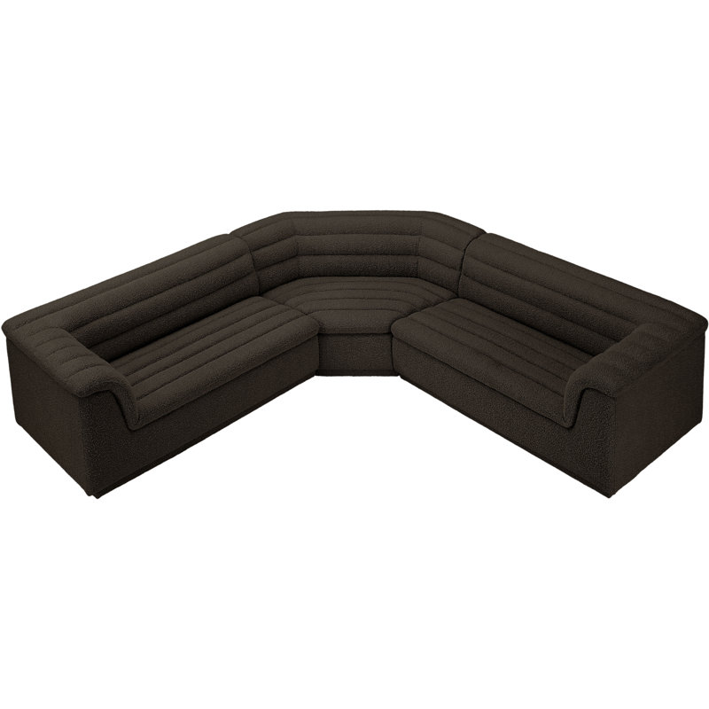 Canapé modulaire rembourré 148 po Iyon, Tissu brun bouclé