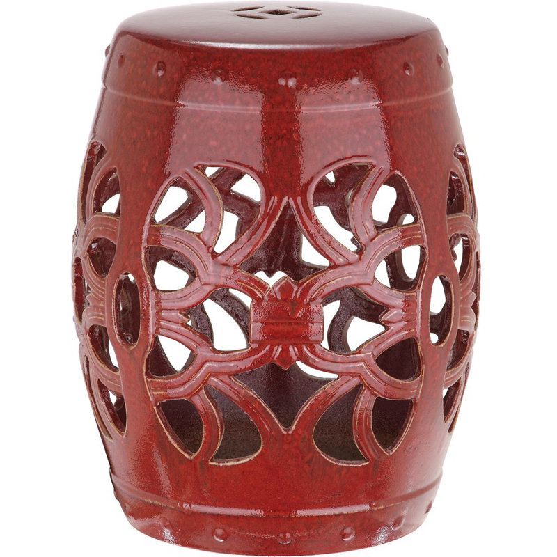 Twedt Ceramic Accent Stool, Antique Red