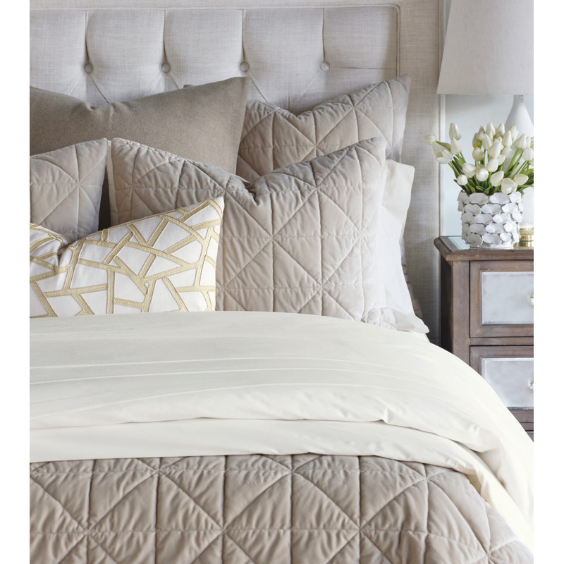 Nova by De Medici Quilted Velvet Sham, Standard, Ivory