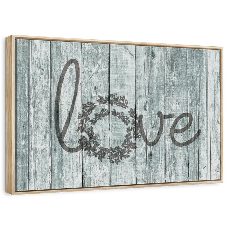 Amour en bois, typographie, Cadre flottant en bois naturel, 40 po x 27 po