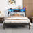 Full Size Bed Frame With Storage Headboard, Metal Platform Bed With Charging Station,  Bookcase Storage, No Box Spring Needed, Easy Assembly, Noise-Free