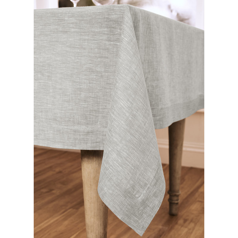100% Pure Linen Tablecloth - Athena, Oyster Gray, 72" x 54"