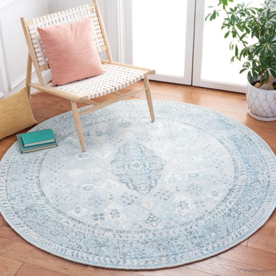 Panola Hand Loomed Wool/Viscose Oriental Rug in Gray/Light Blue