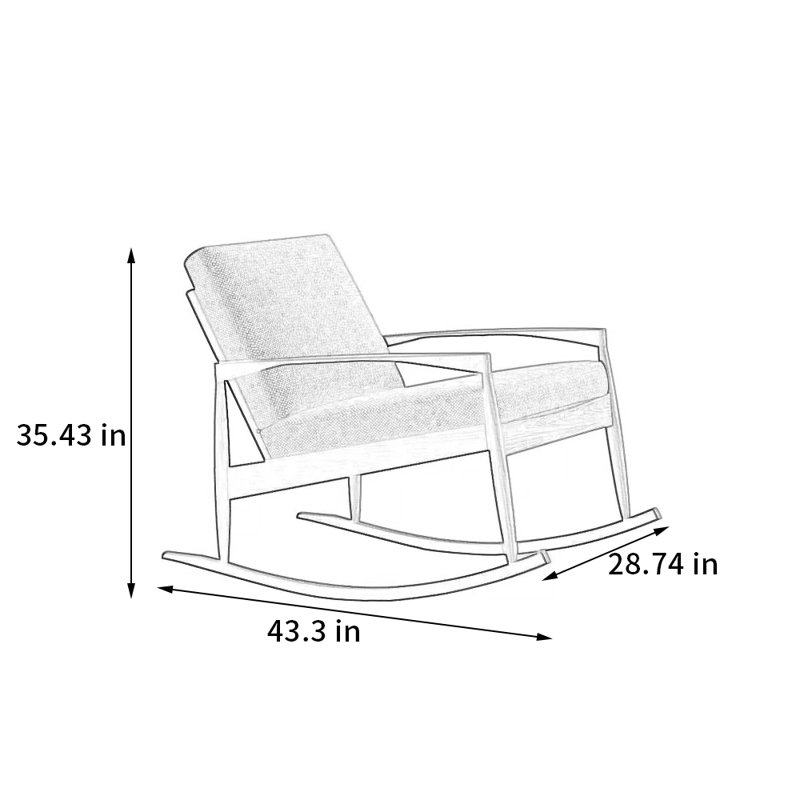 Chaise berçante en bois massif, Gris
