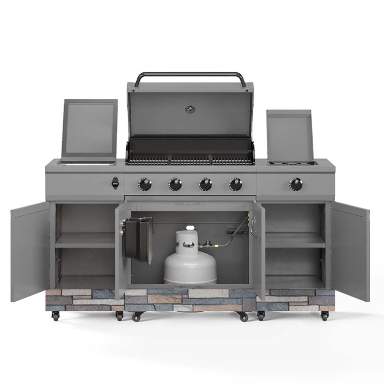 GRILLSKÄR Outdoor kitchen, gas grill/side burner/stainless steel