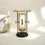 Golden Hour Sand Timer Table with Aluminum Body & Wooden Base - Gold & Black