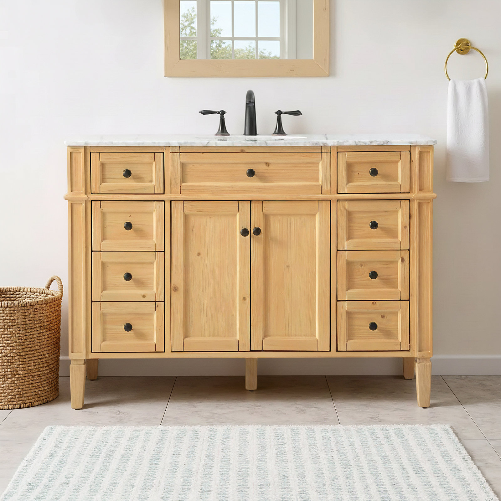 Rivers 48'' Single Bathroom Vanity, Natural Wood