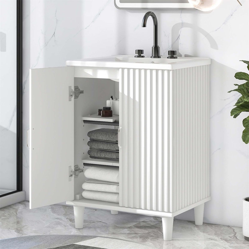Meuble-lavabo avec tablettes réglables
