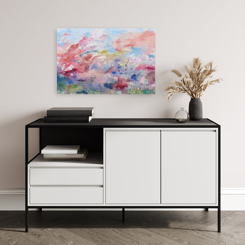 Perdus dans le temps et l'espace abstrait coucher de soleil contemporain, impression d'art mural, H 16 po x l 24 po