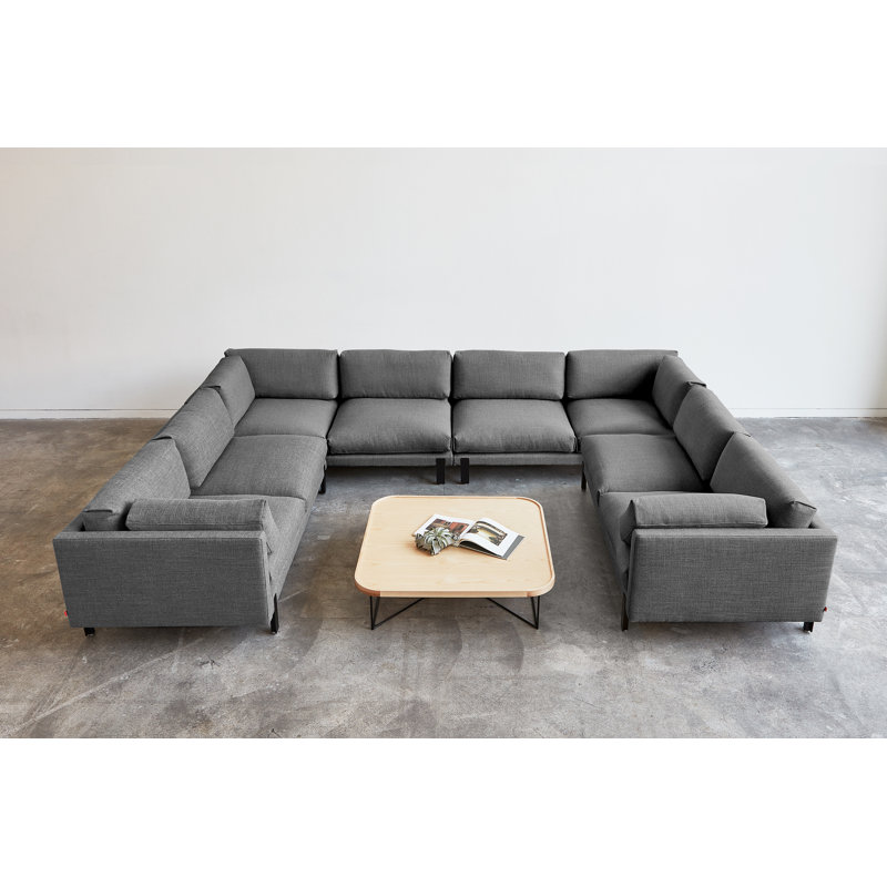 Silverlake U Shaped Sectional, Andorra Pewter Performance Basketweave