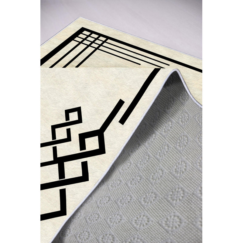 Premium Black Area Rug (5.9 x 9.2 ft), 100% Polyester, 650 g/m² | 4 mm Pile Height, Antibacterial, Eco-Friendly, Non-Slip PVC Dot Backing | Machine Washable, Digital Print Design | Ideal for Living Room & Bedroom Decor