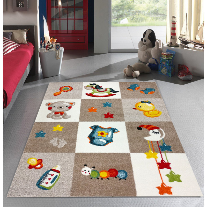 Tapis de chambre à coucher pour lit de bébé Angeline, Rectangle 3 pi 11 po x 5 pi 3 po