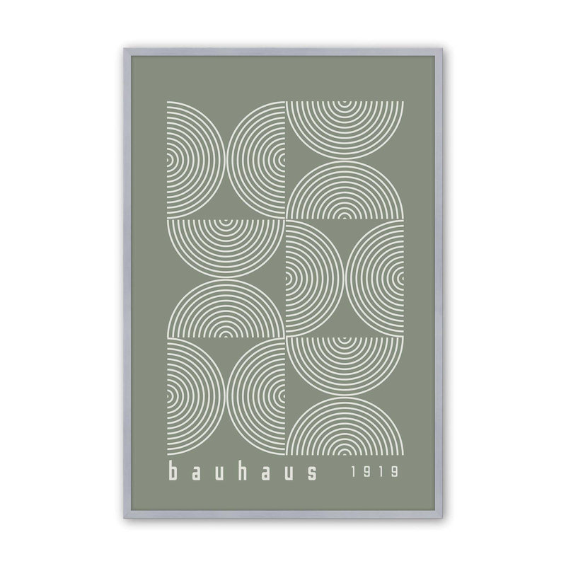 «Green Bauhaus Composition II», reproduction, H 17,25 po x l 13,25 po x P 1,25 po, Reproduction encadrée sans passe-partout