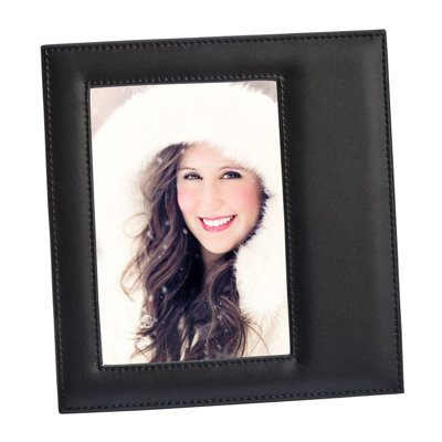 Pickell Black Leather Smooth Picture Frame