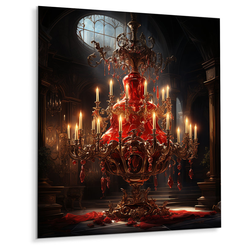 Baroque Dramatic Splendor I - lustre, reproduction d'art murale en métal, H 40 po x l 30 po x P 1 po