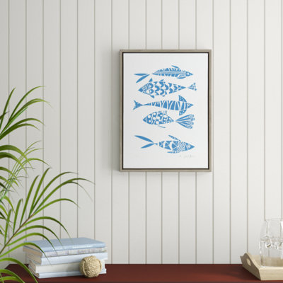 Fishes Blue by Giuliana Lazzerini Framed Canvas Wall Art Print