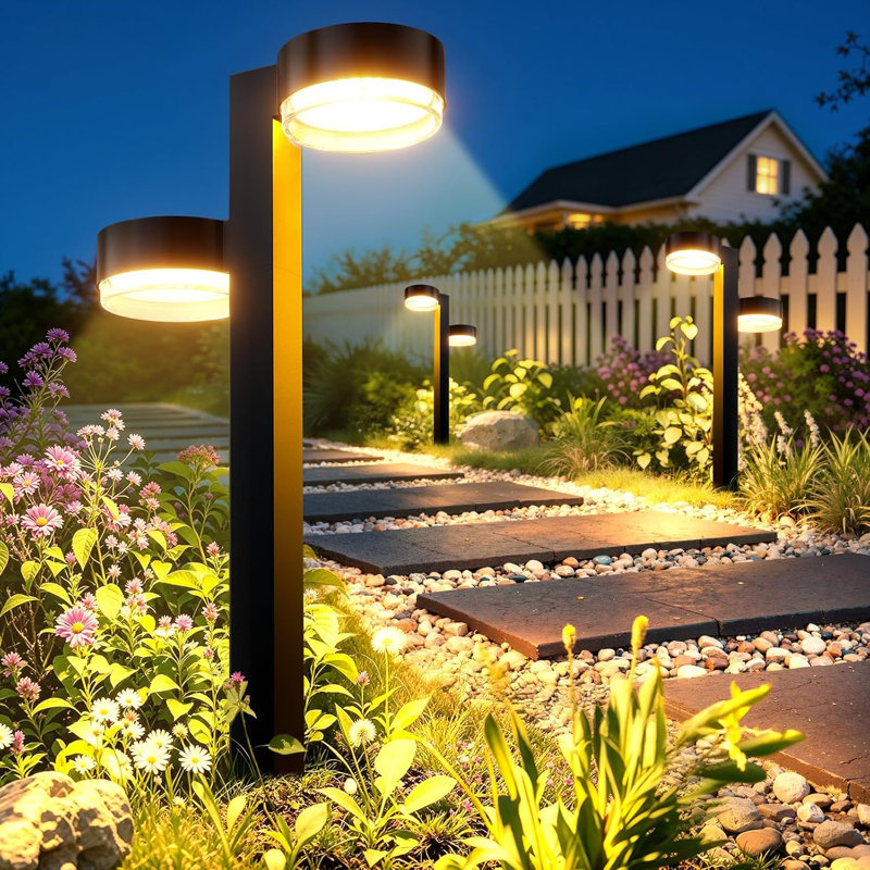 Paquet de 8 lumières solaires de sentier d'extérieur, 3500k lumières chaudes blanches et lumineuses extérieures imperméables pour la cour, jusqu'à 12 heures d'éclairage de jardin à énergie solaire pour l'allée extérieure