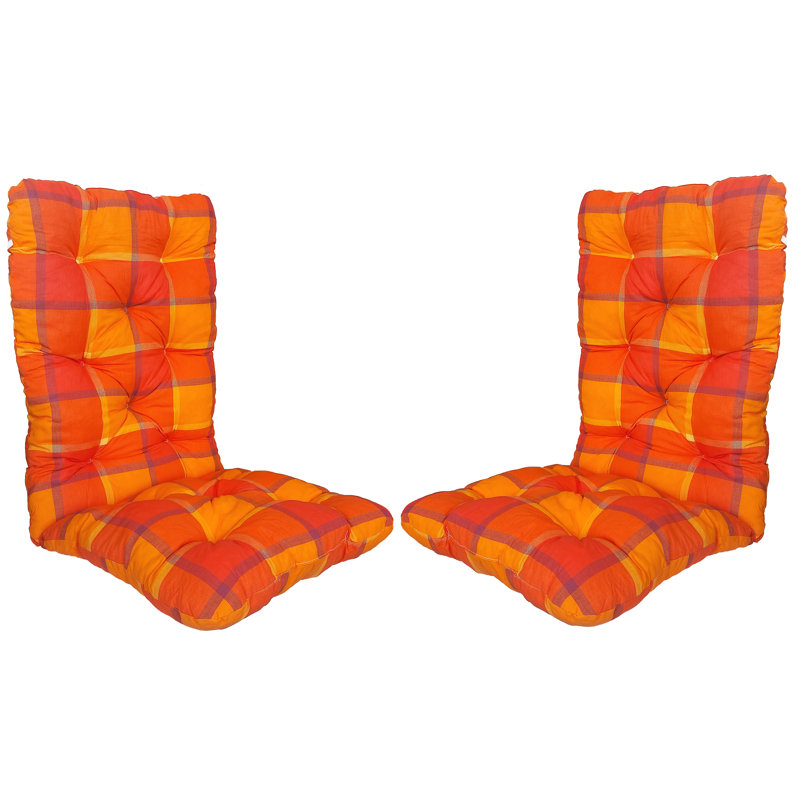 Garden Seat/Back Cushion, Orange Check